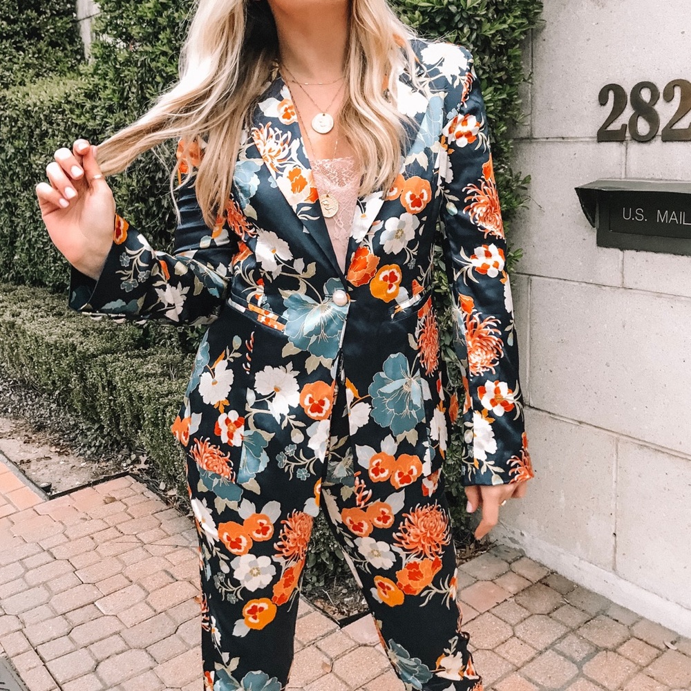 Floral blazer and pant set